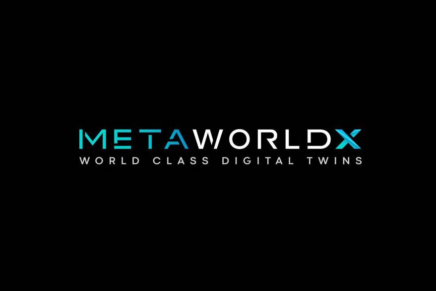 MetaworldX: world-class digital twins - a sleek and modern brand logo representing advanced technology and virtual simulations.