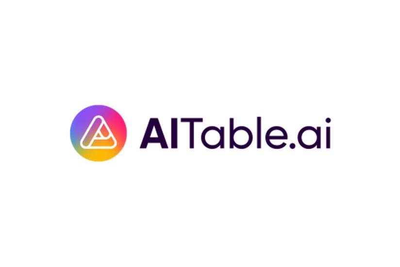 AITable logo with a colorful, gradient-style triangle inside a circle, followed by the brand name in modern font.